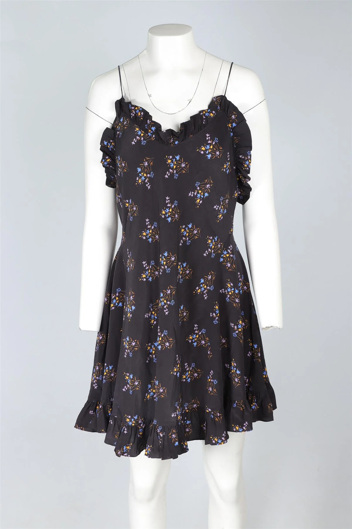 LES REVERIES BLACK SILK MINI DRESS UK 10 - Image 2