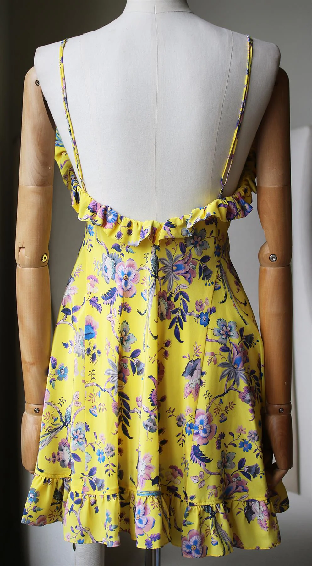 LES REVERIES RUFFLED FLORAL PRINT SILK CREPE MINI DRESS US 8 UK 12 - Image 4