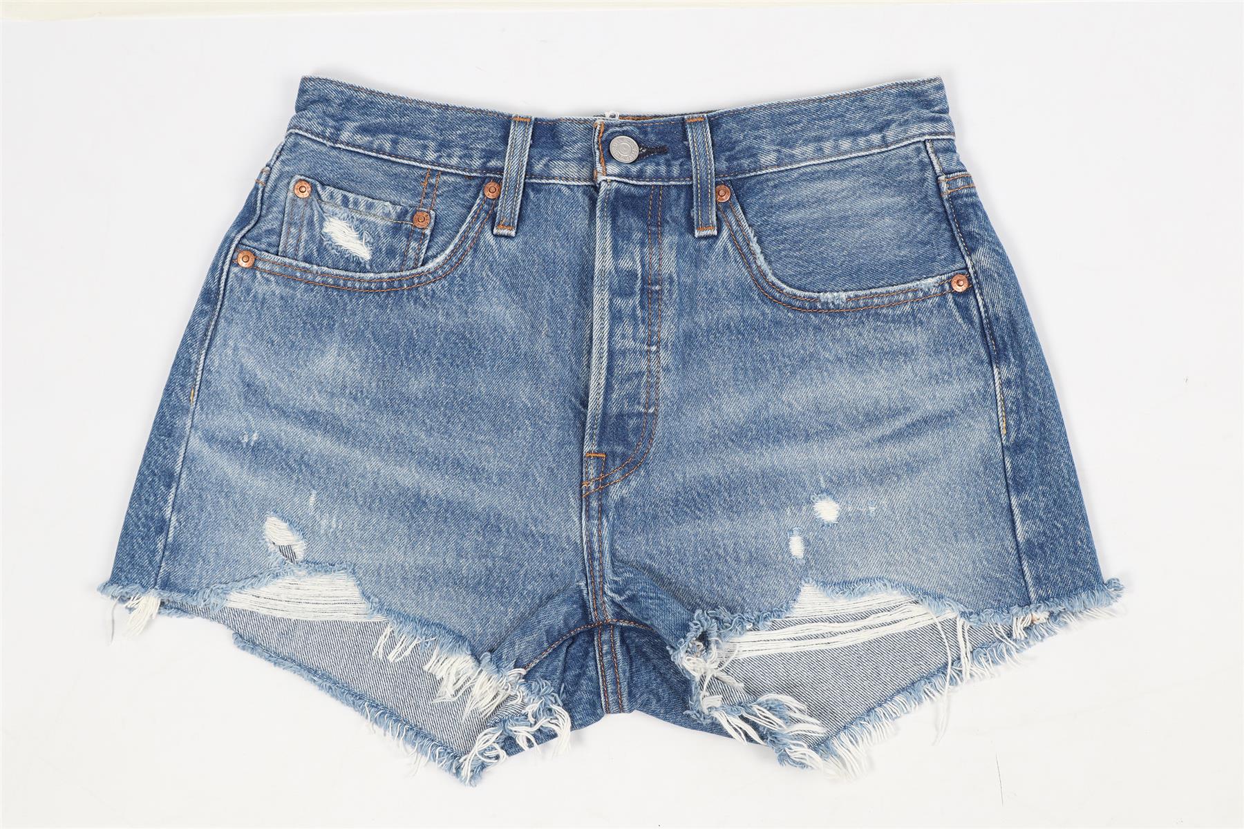LEVI'S HIGH RISE DENIM SHORTS W27 UK 8-10 - Image 2