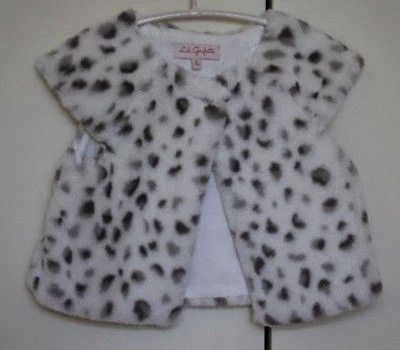 LILI GAUFRETTE GIRLS IVORY PLUSH FUR SPOTTED GILET 3 YEARS - Image 3
