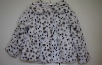 LILI GAUFRETTE GIRLS IVORY PLUSH FUR SPOTTED JACKET 3 YEARS - Image 4