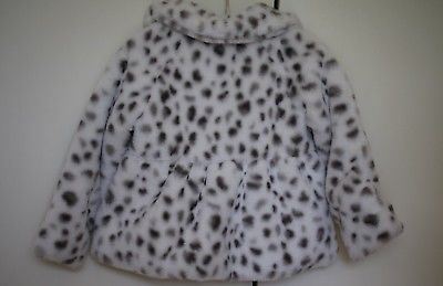 LILI GAUFRETTE GIRLS IVORY PLUSH FUR SPOTTED JACKET 3 YEARS - Image 5