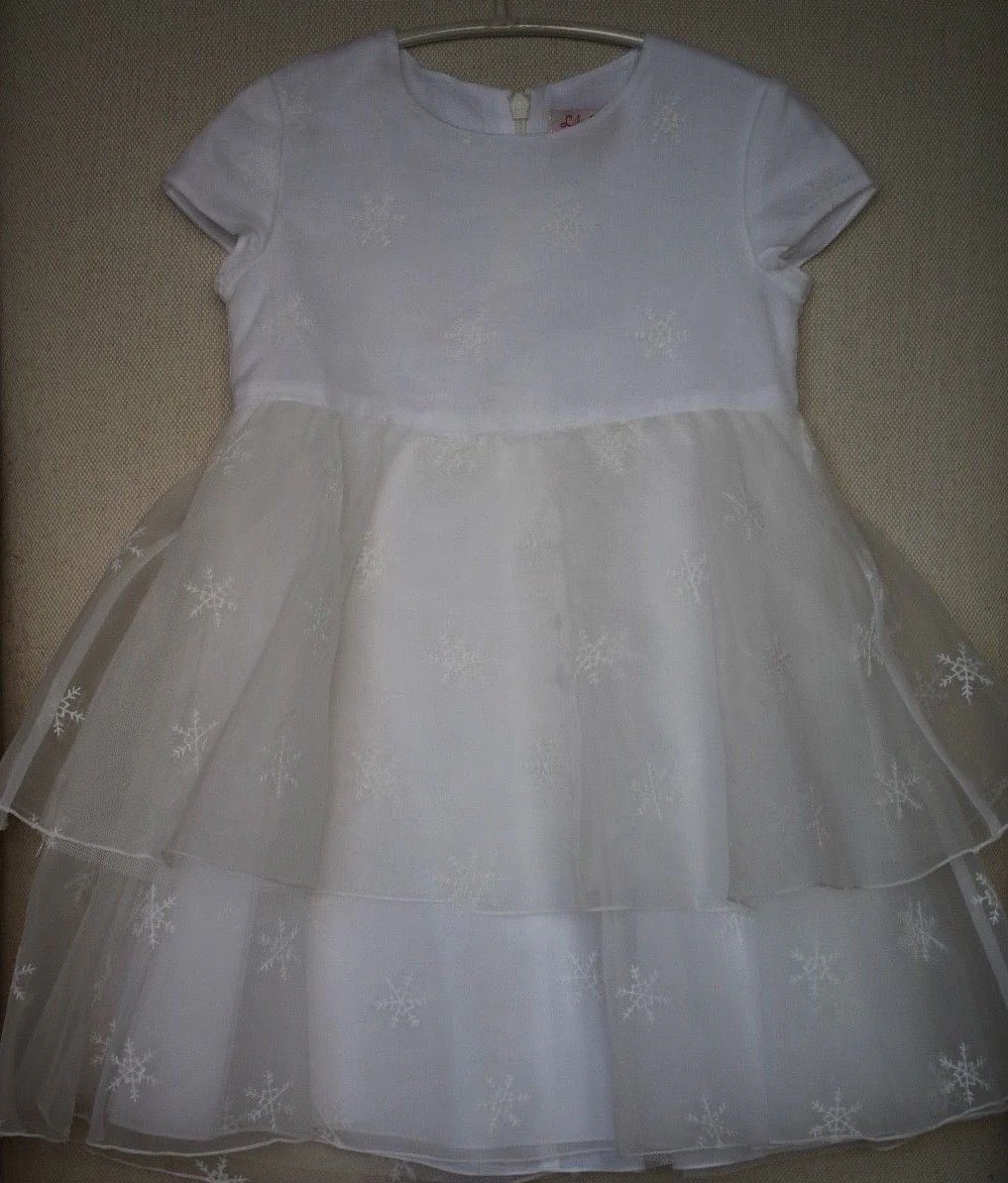 LILI GAUFRETTE GIRLS WHITE SNOWFLAKE DRESS 4 YEARS - Image 2