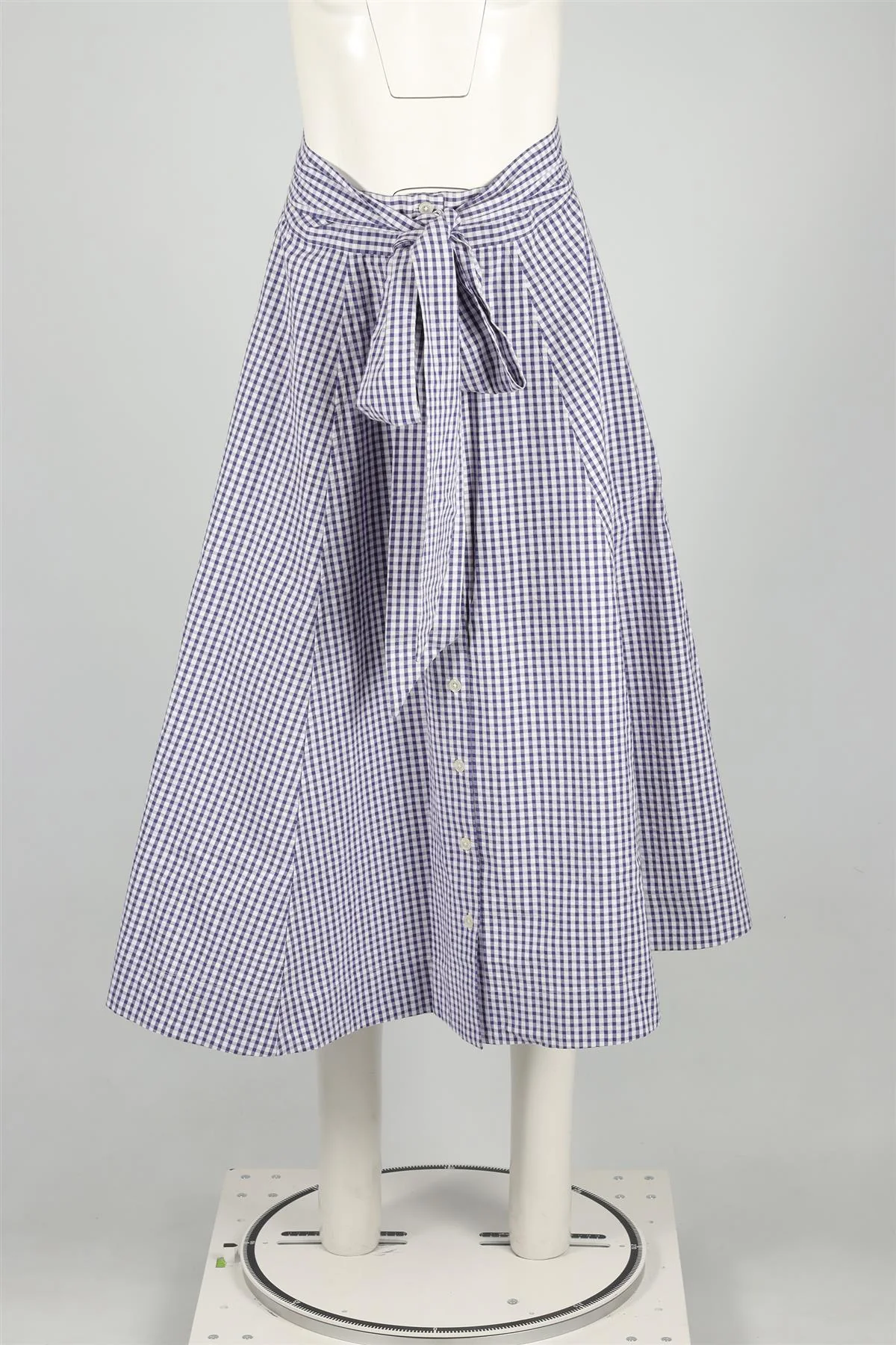 LISA MARIE FERNANDEZ BLUE CHECKED COTTON MAXI SKIRT US 2 UK 6 - Image 2