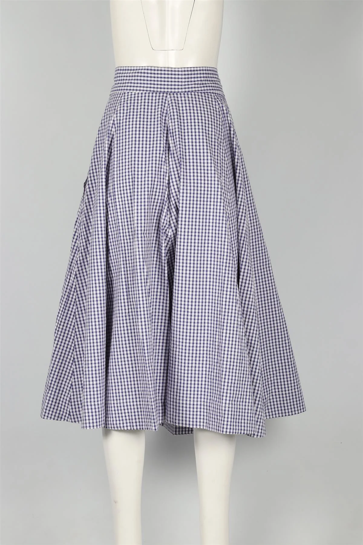LISA MARIE FERNANDEZ BLUE CHECKED COTTON MAXI SKIRT US 2 UK 6 - Image 4
