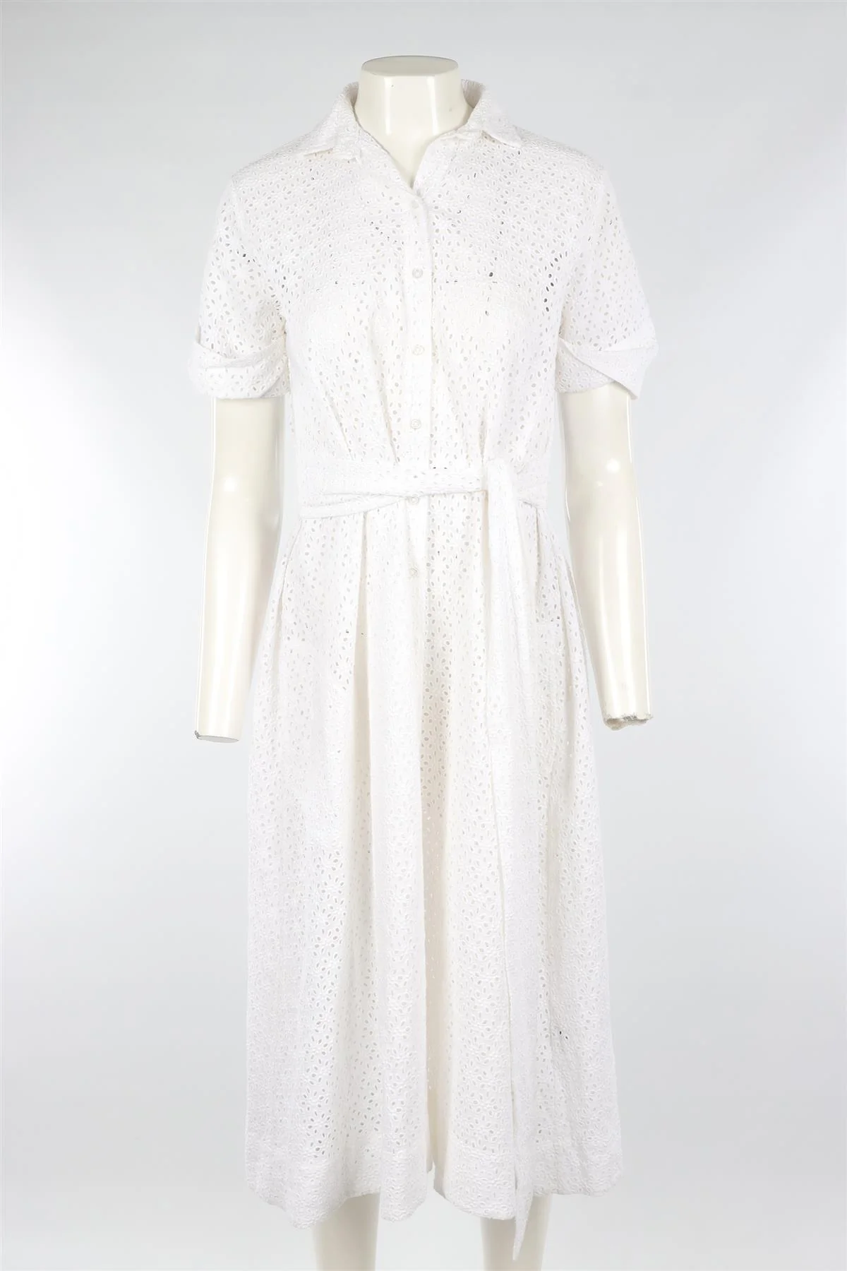 LISA MARIE FERNANDEZ WHITE COTTON MAXI DRESS 2 UK 8 - Image 2