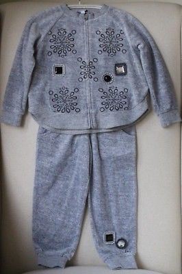 LITTLE MARC JACOBS BABY GIRLS GREY VELOUR TRACKSUIT 3 YEARS - Image 3