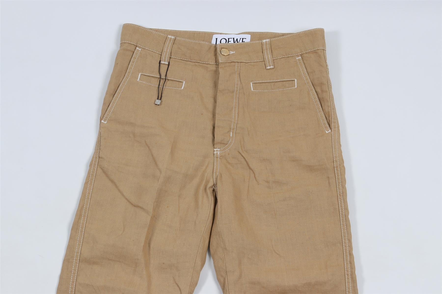 LOEWE BEIGE LINEN STRAIGHT LEG TROUSERS FR 36 UK 8 - Image 3