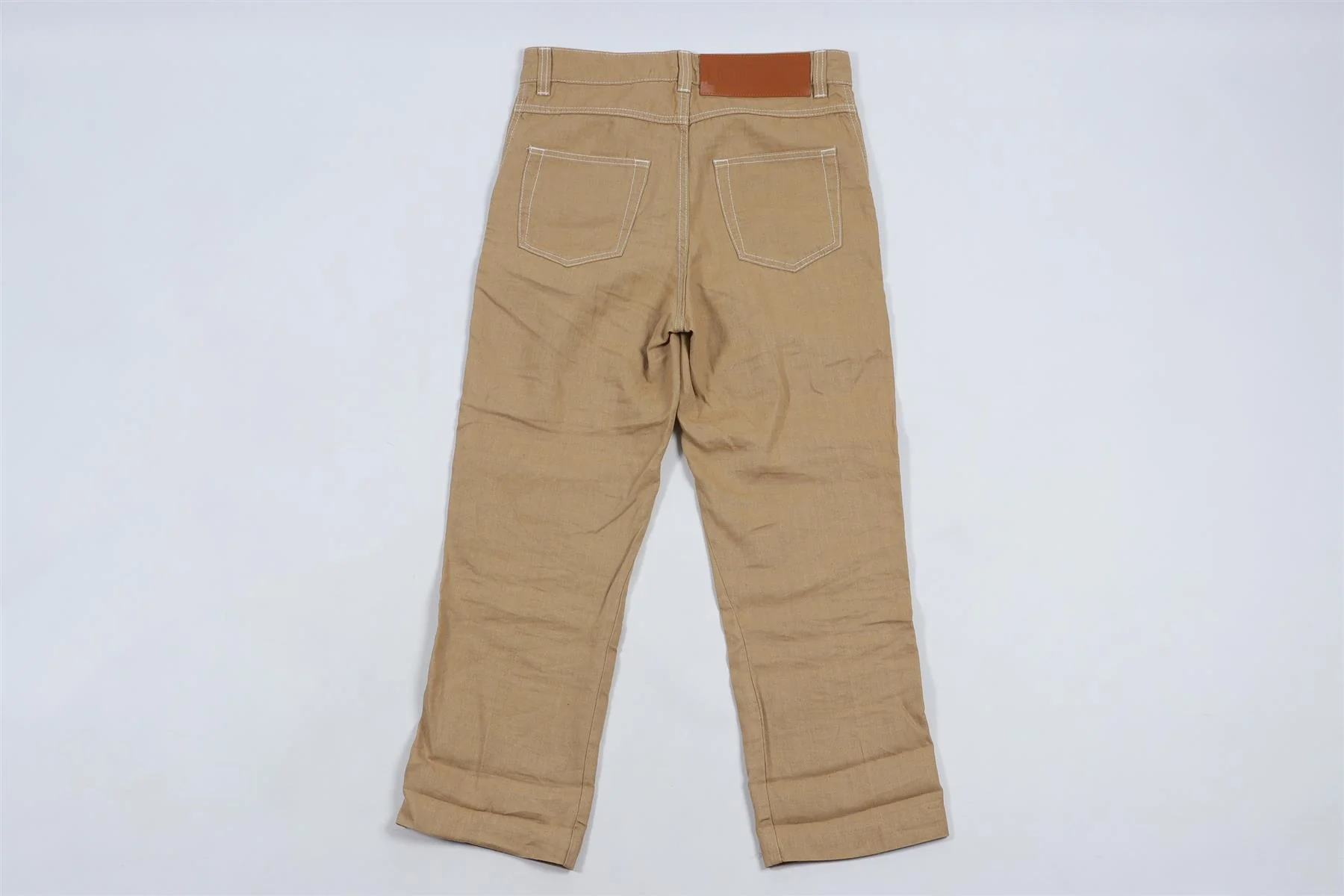LOEWE BEIGE LINEN STRAIGHT LEG TROUSERS FR 36 UK 8 - Image 4