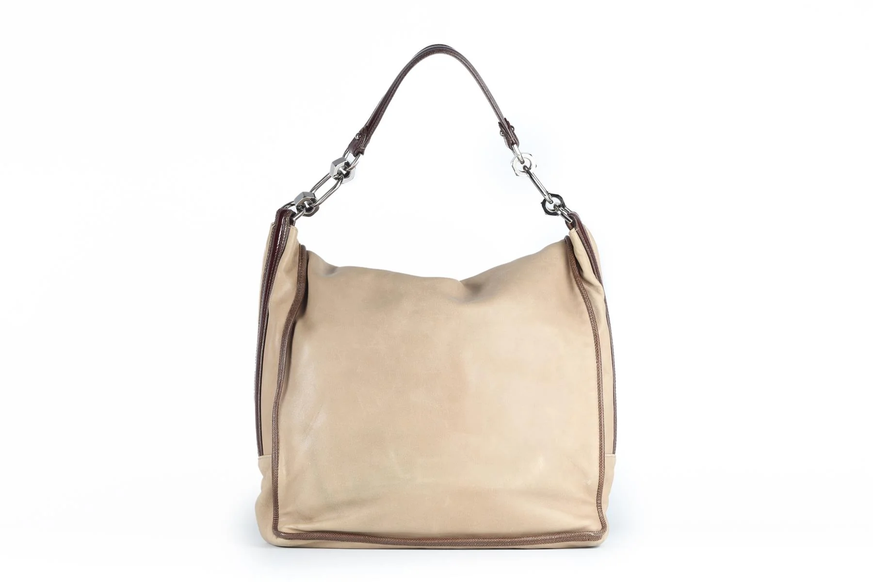 LOEWE BEIGE MAIA ANAGRAM LEATHER SHOULDER BAG - Image 7