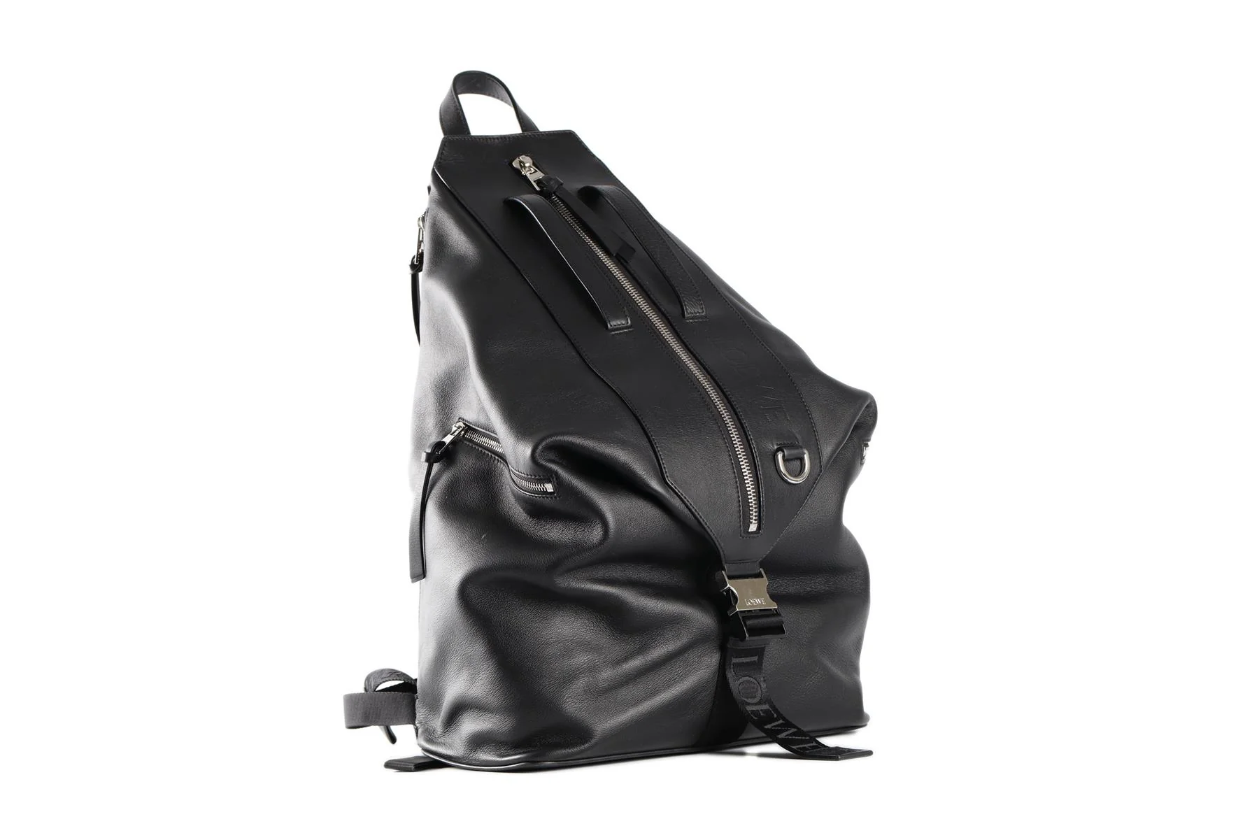 LOEWE BLACK CONVERTIBLE LEATHER BACKPACK - Image 3