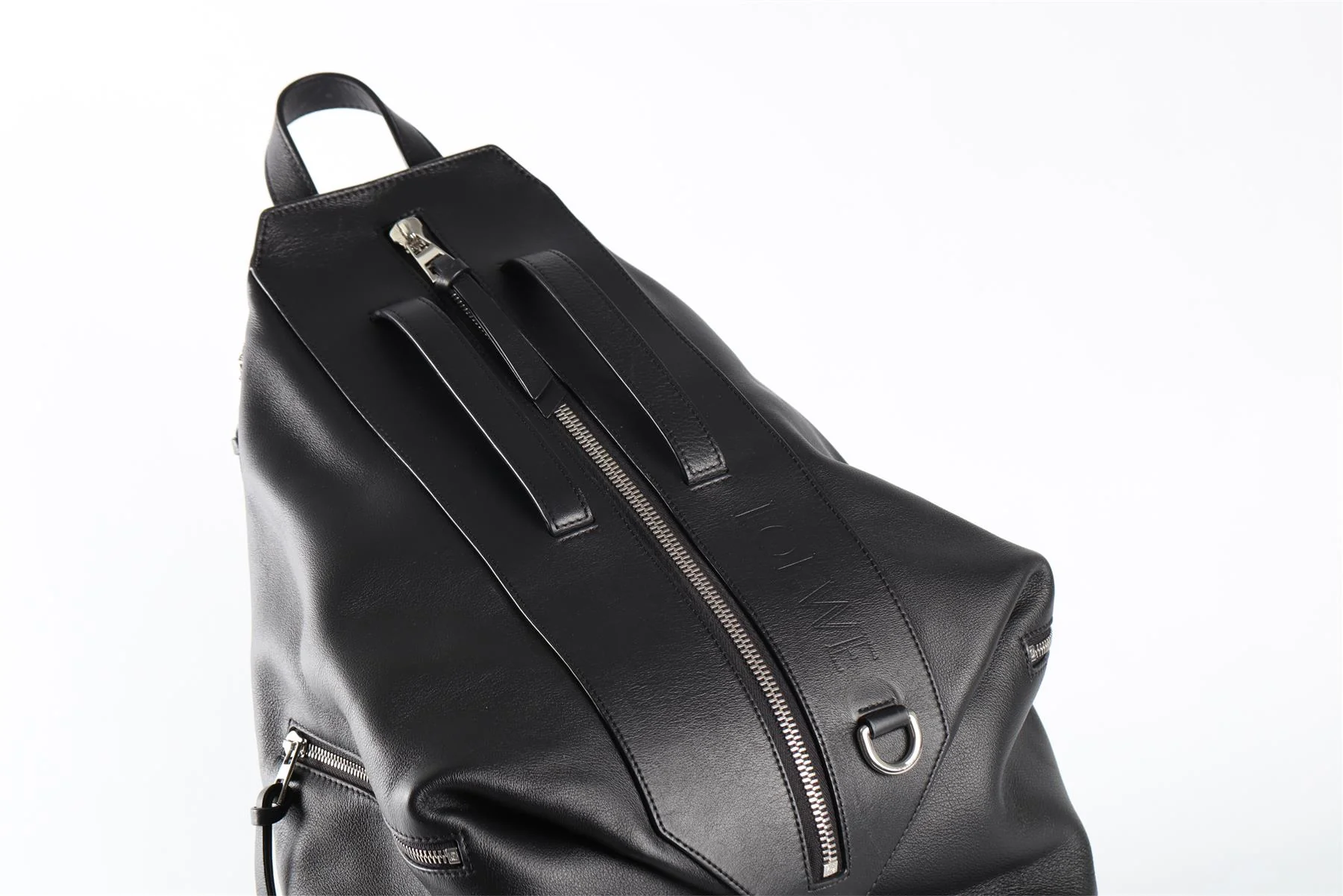 LOEWE BLACK CONVERTIBLE LEATHER BACKPACK - Image 8