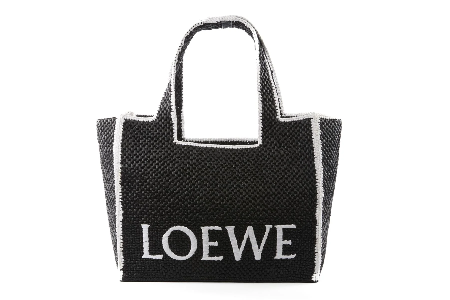 LOEWE BLACK LARGE RAFFIA TOTE BAG - Image 2