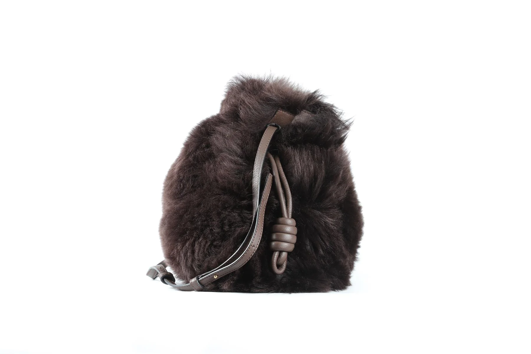 LOEWE BROWN FLAMENCO SHEARLING SHOULDER BAG - Image 6