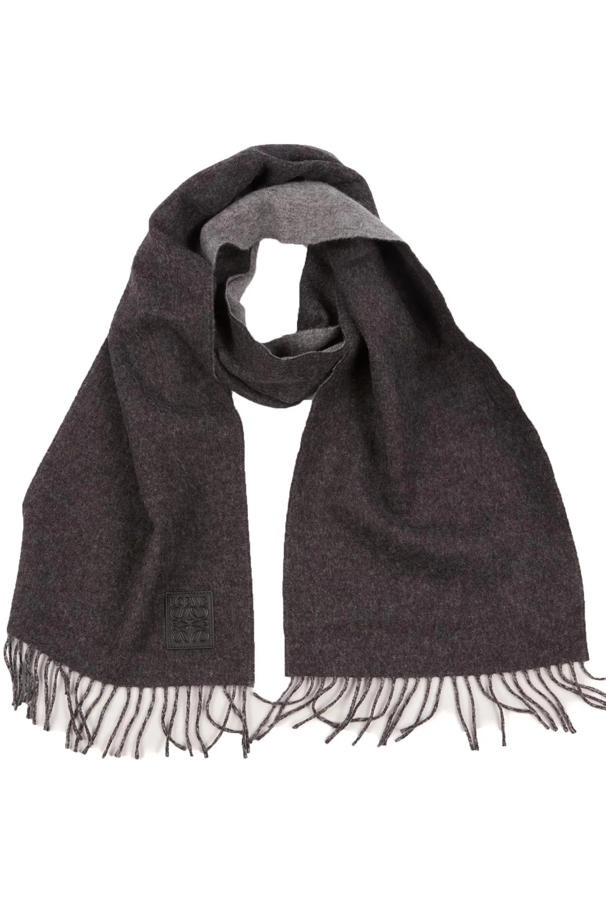 LOEWE GREY ANAGRAM WOOL SCARF