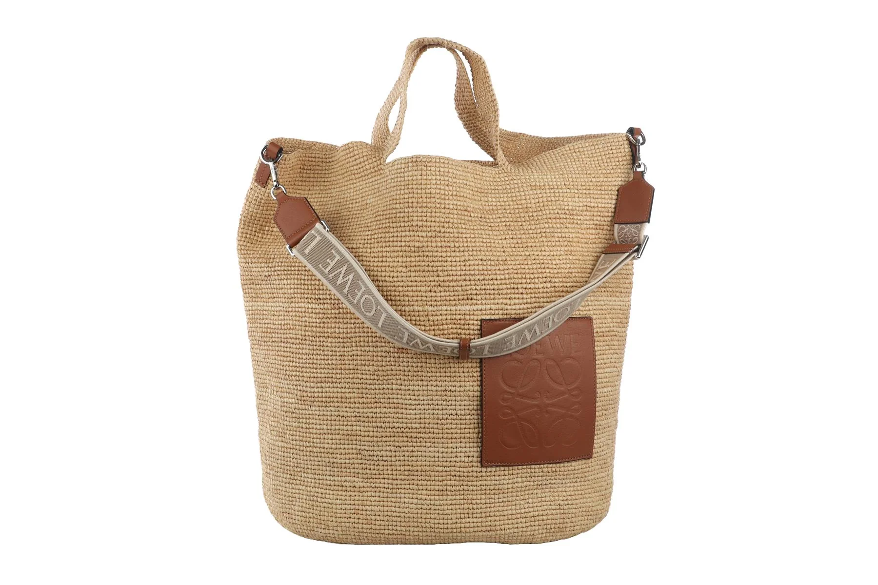 LOEWE + PAULA'S IBIZA BEIGE SLIT LARGE RAFFIA TOTE BAG - Image 2