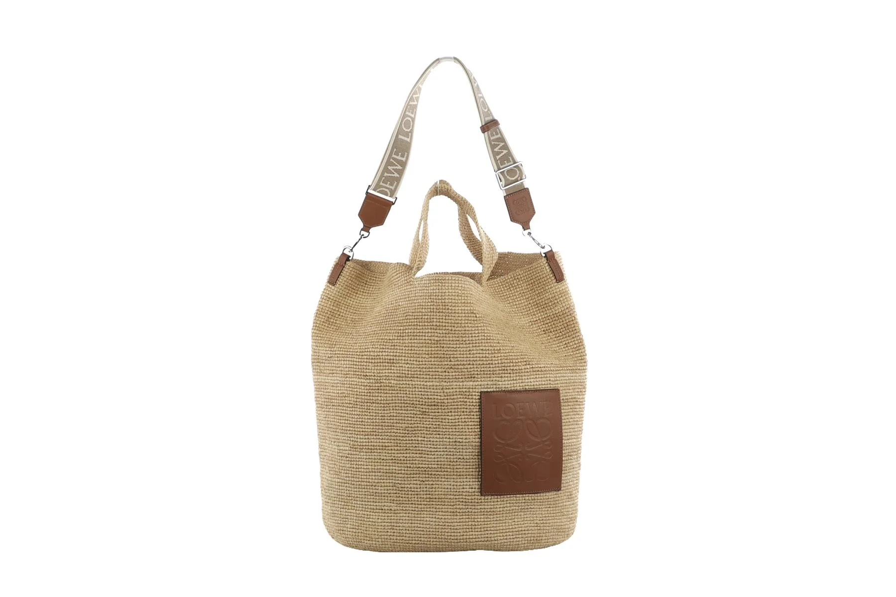 LOEWE + PAULA'S IBIZA BEIGE SLIT LARGE RAFFIA TOTE BAG - Image 3