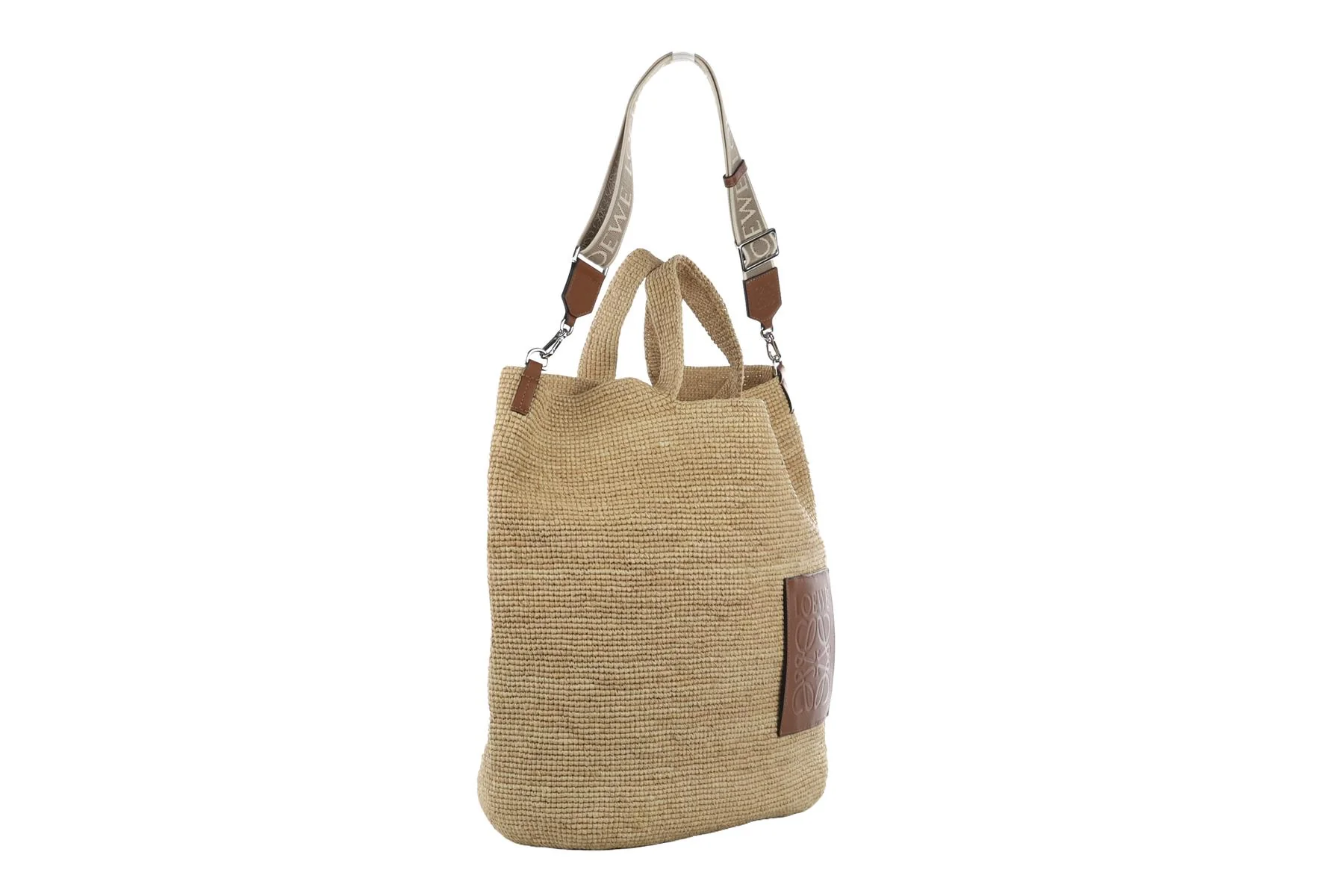 LOEWE + PAULA'S IBIZA BEIGE SLIT LARGE RAFFIA TOTE BAG - Image 4