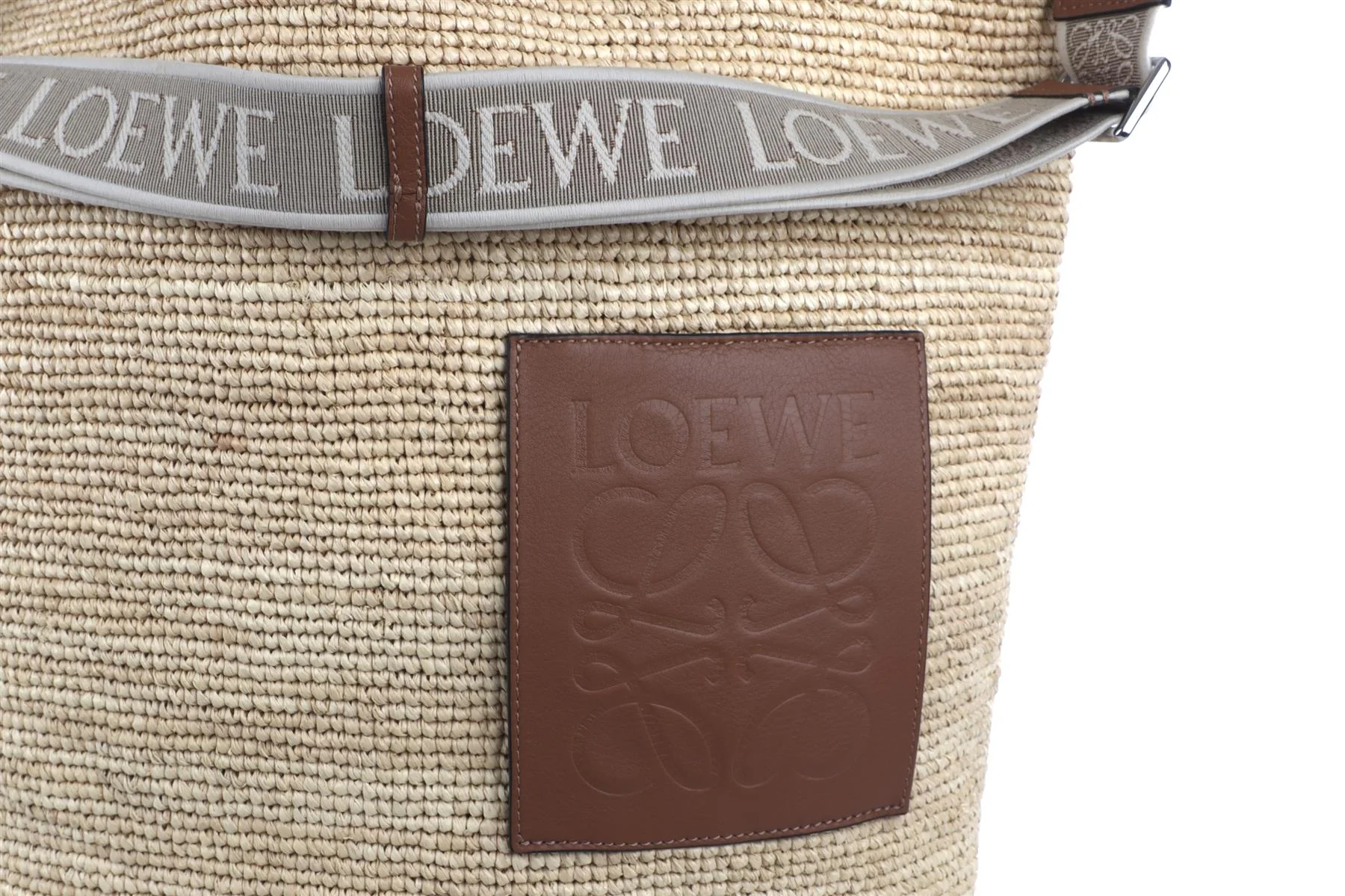 LOEWE + PAULA'S IBIZA BEIGE SLIT LARGE RAFFIA TOTE BAG - Image 8