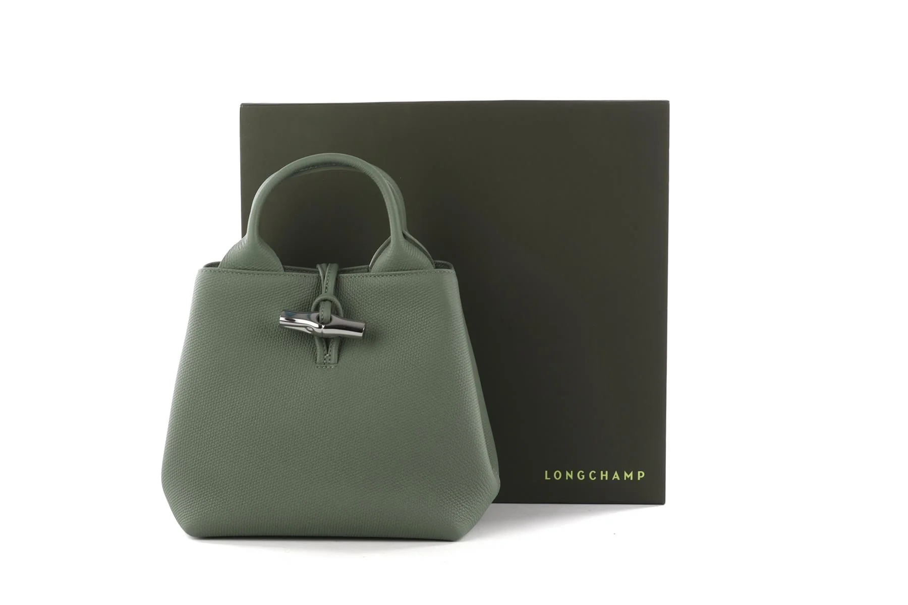 Longchamp Green Le Roseau Small Leather Tote Bag - Image 11