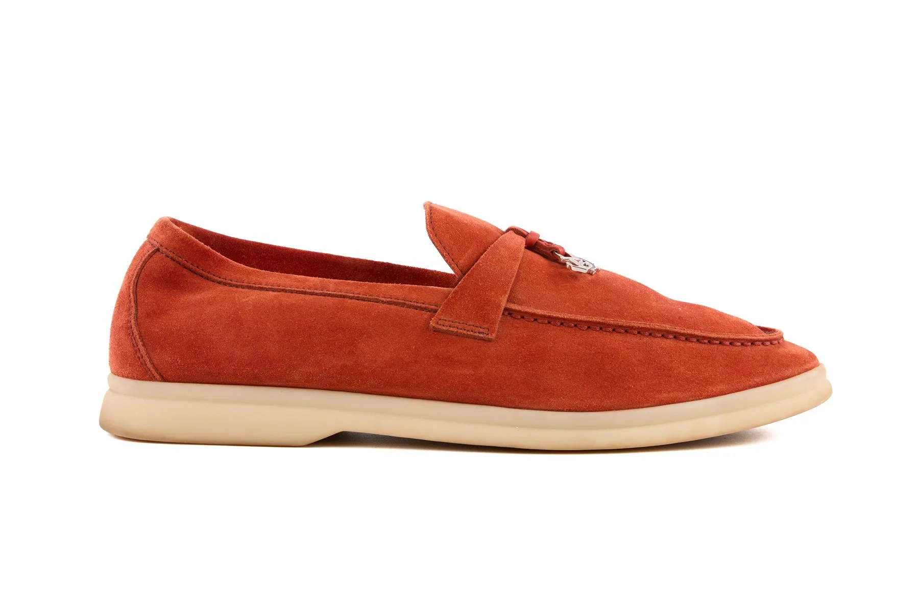 LORA PIANA ORANGE SUMMER CHARMS WALK SUEDE LOAFERS EU 40 UK 7 US 10 - Image 2