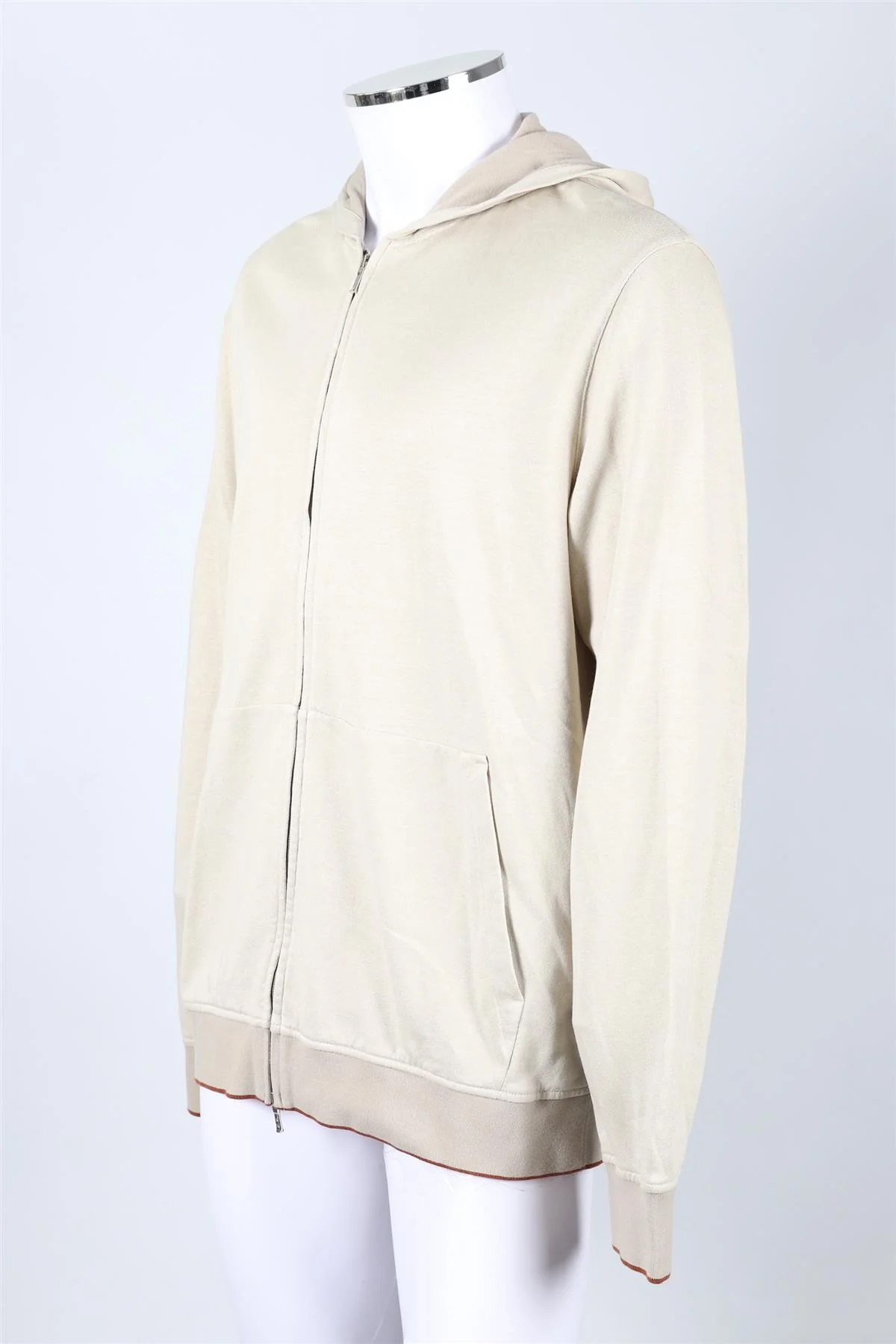 LORO PIANA BEIGE MEN'S COTTON BLEND HOODIE XXLARGE - Image 3