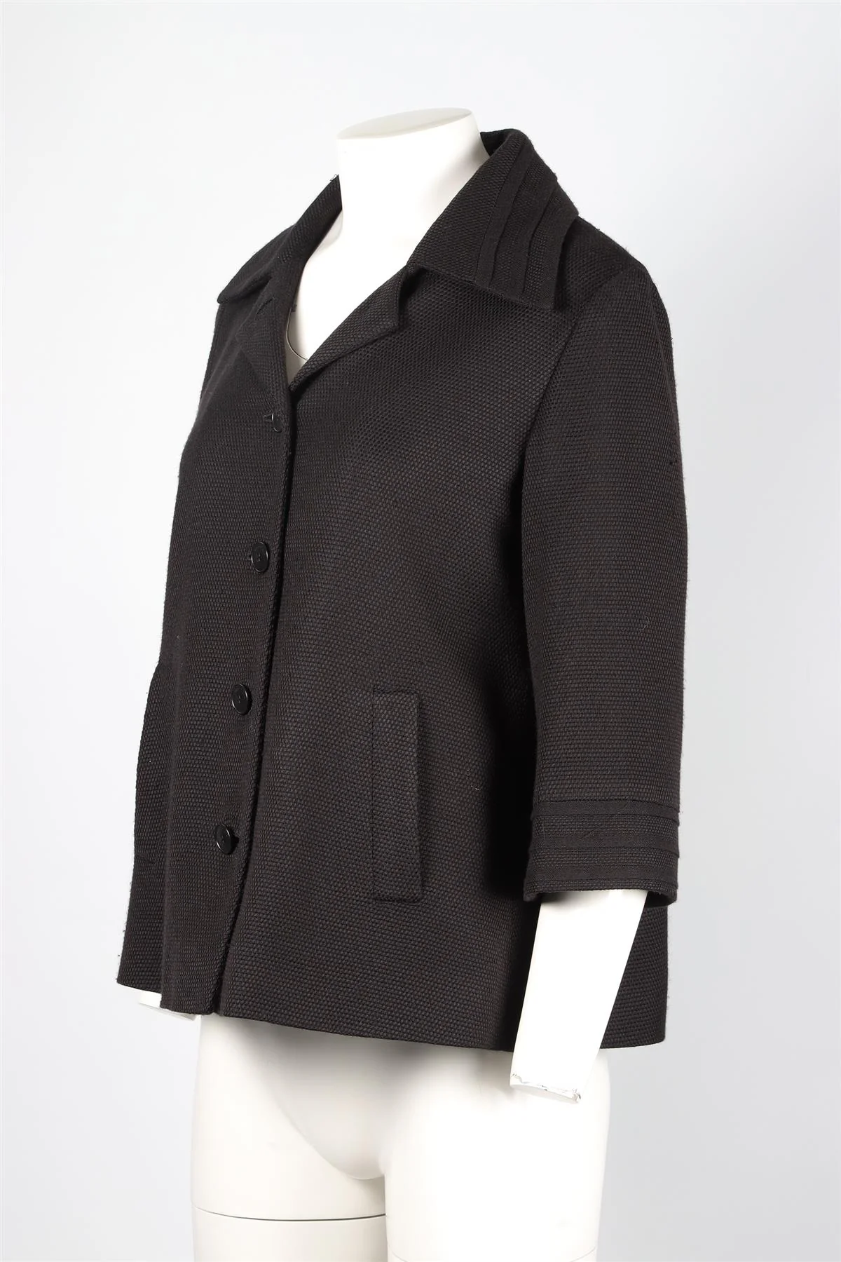 LORO PIANA BLACK WOVEN JACKET IT 46 UK 14 - Image 3