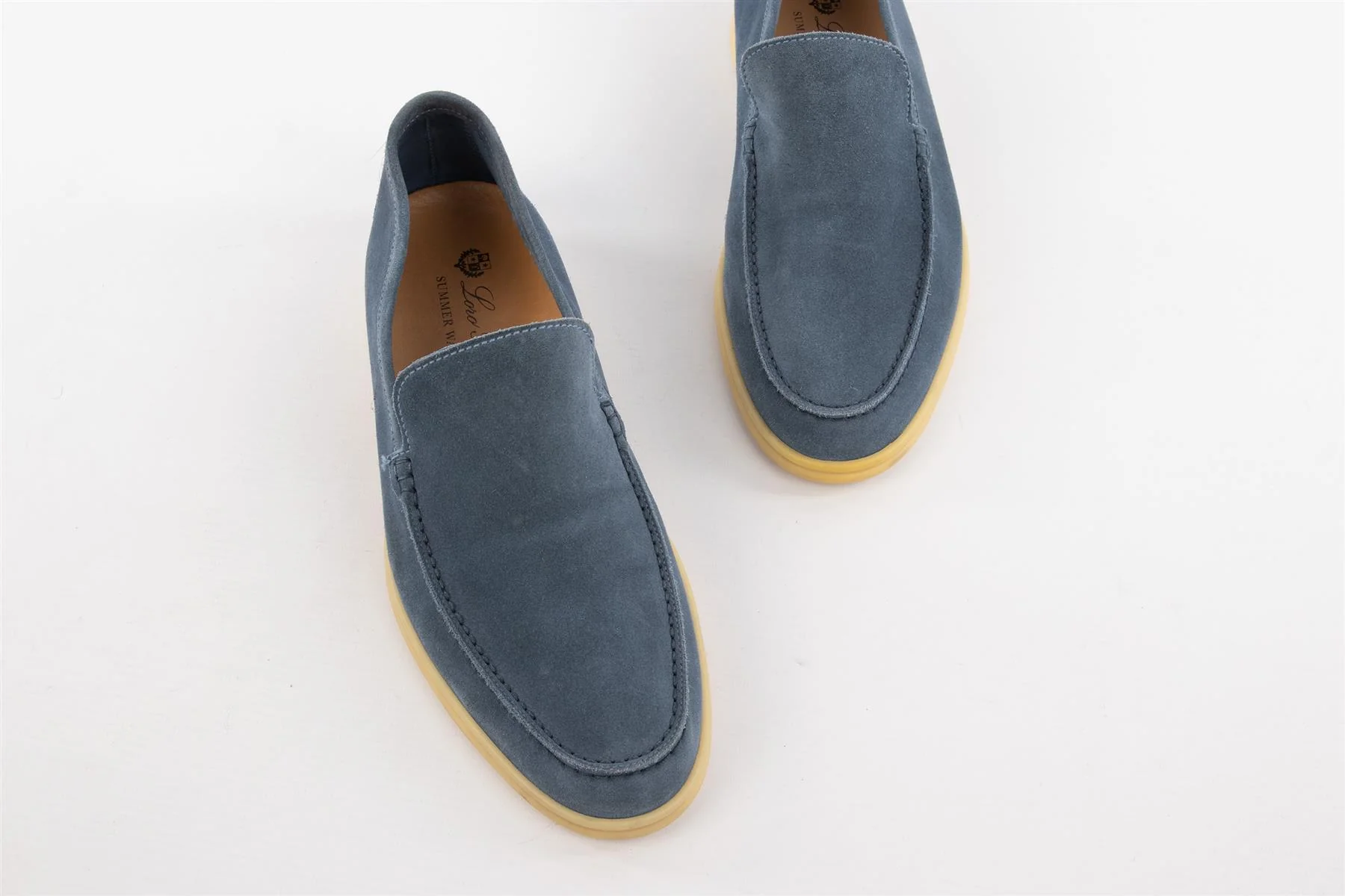 LORO PIANA BLUE MEN'S SUMMER WALK SUEDE LOAFERS EU 42 UK 8 US 9 - Image 4
