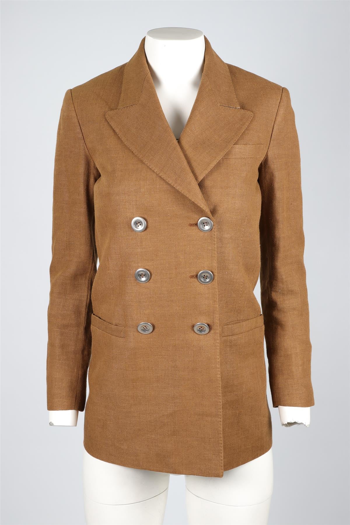 LORO PIANA BROWN LINEN BLAZER IT 36 UK 4 - Image 2