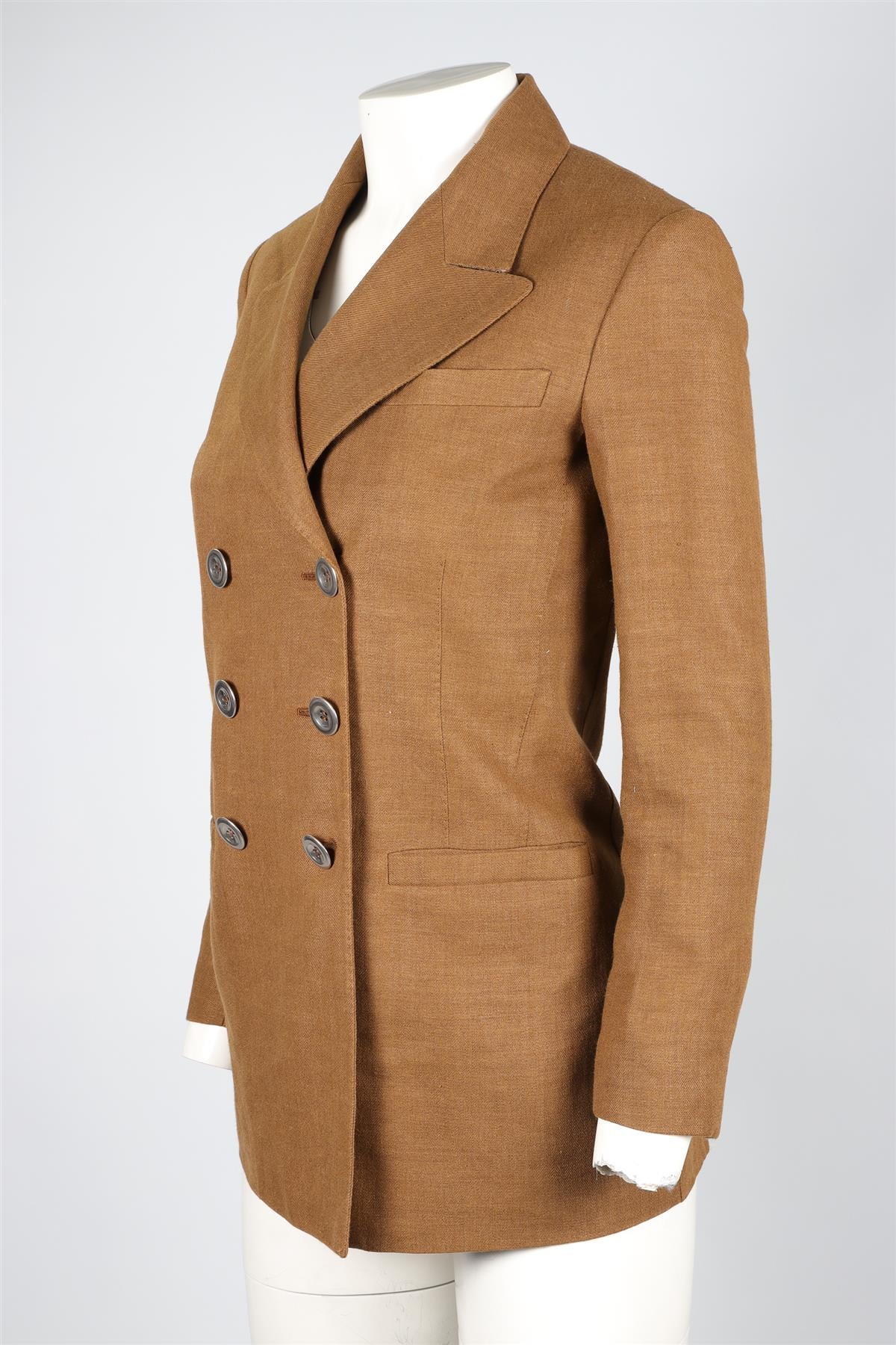 LORO PIANA BROWN LINEN BLAZER IT 36 UK 4 - Image 3