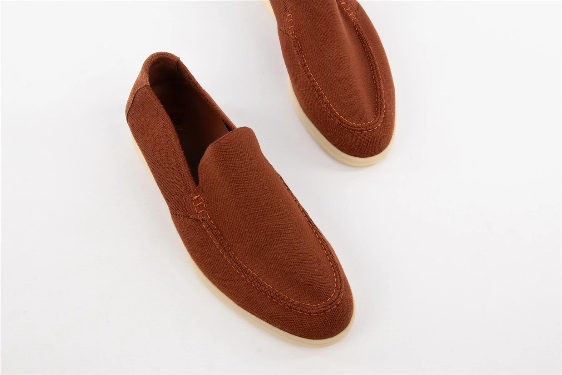 LORO PIANA BROWN MEN'S SUMMER WALK CASHMERE LOAFERS EU 41.5 UK 7.5 US 8.5 - Image 4