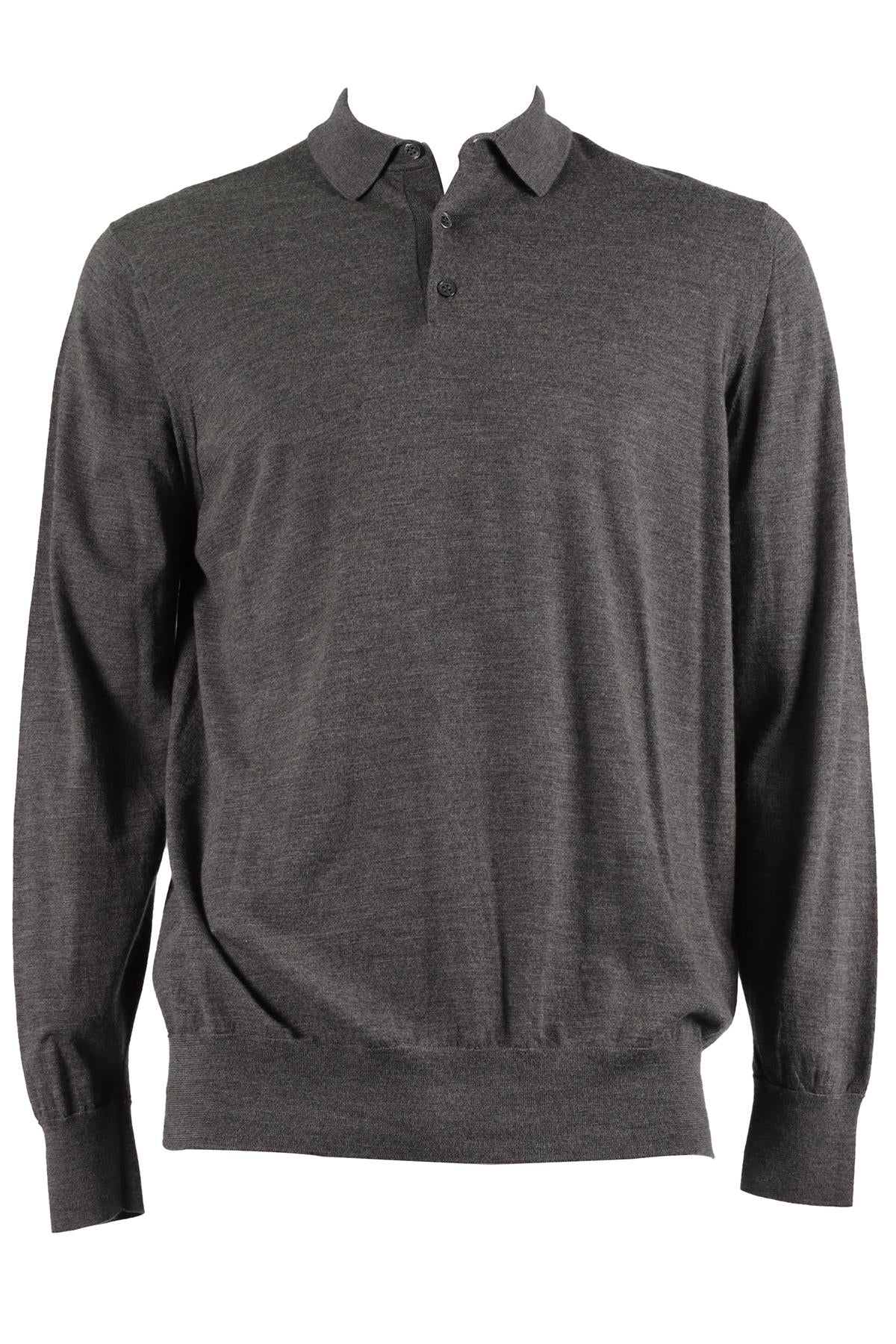 LORO PIANA GREY MEN'S WOOL POLO SHIRT IT 56 - Image 6