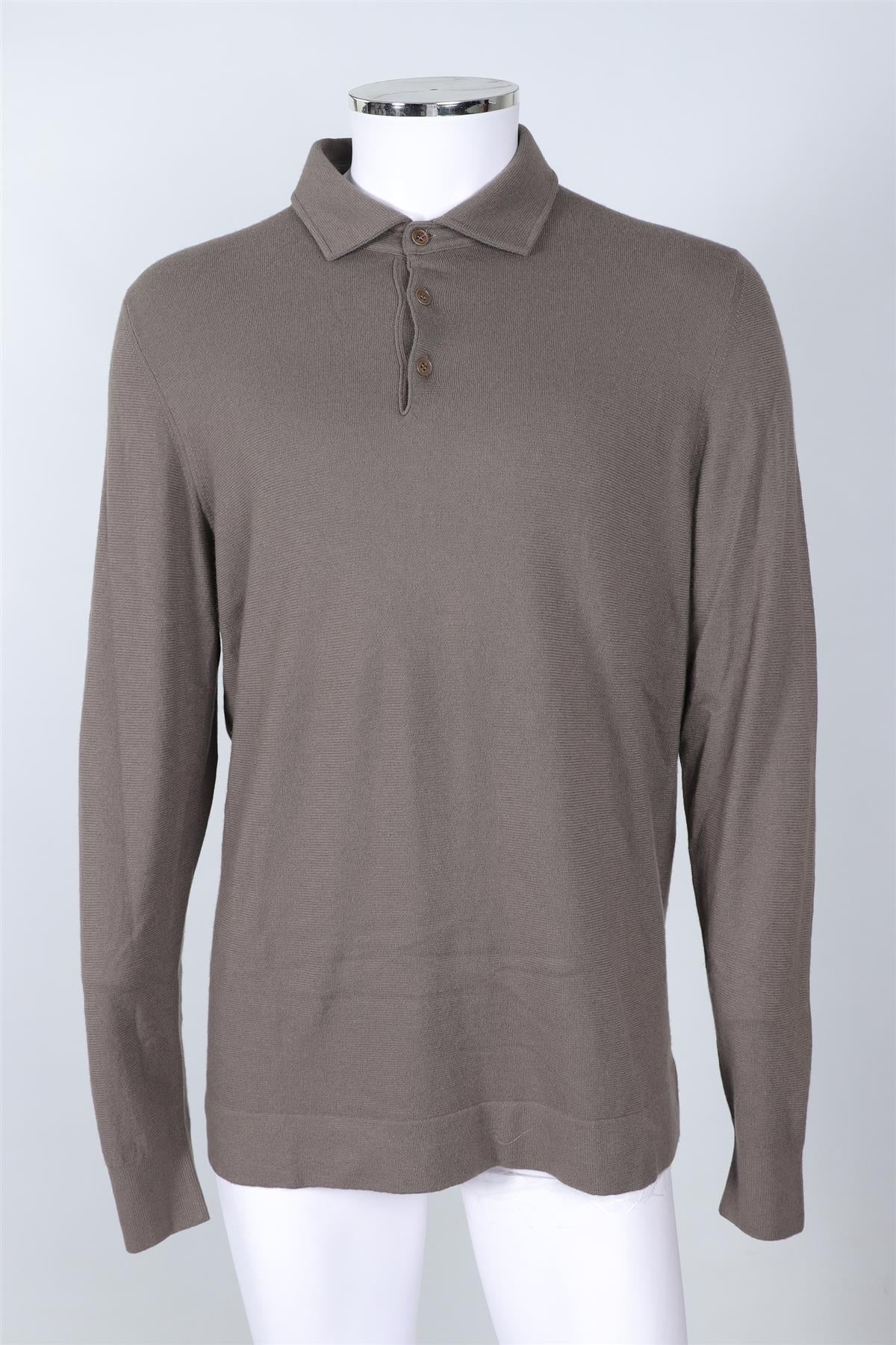 LORO PIANA KHAKI MEN'S CASHMERE POLO SWEATER IT 56 UK 46 - Image 2
