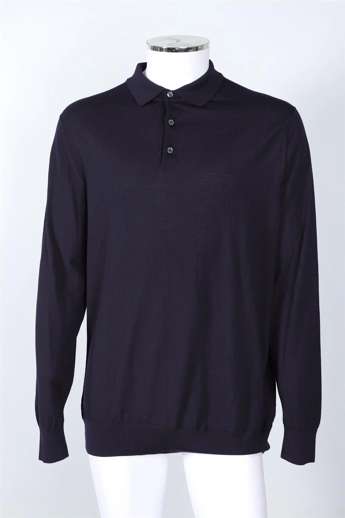 LORO PIANA NAVY MEN'S WOOL POLO SWEATER IT 56 UK 46 - Image 2