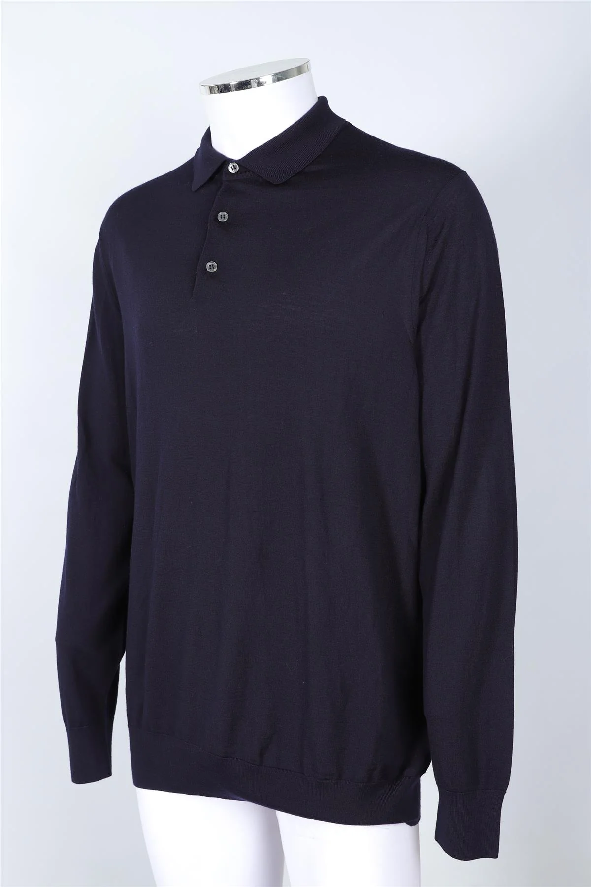 LORO PIANA NAVY MEN'S WOOL POLO SWEATER IT 56 UK 46 - Image 3