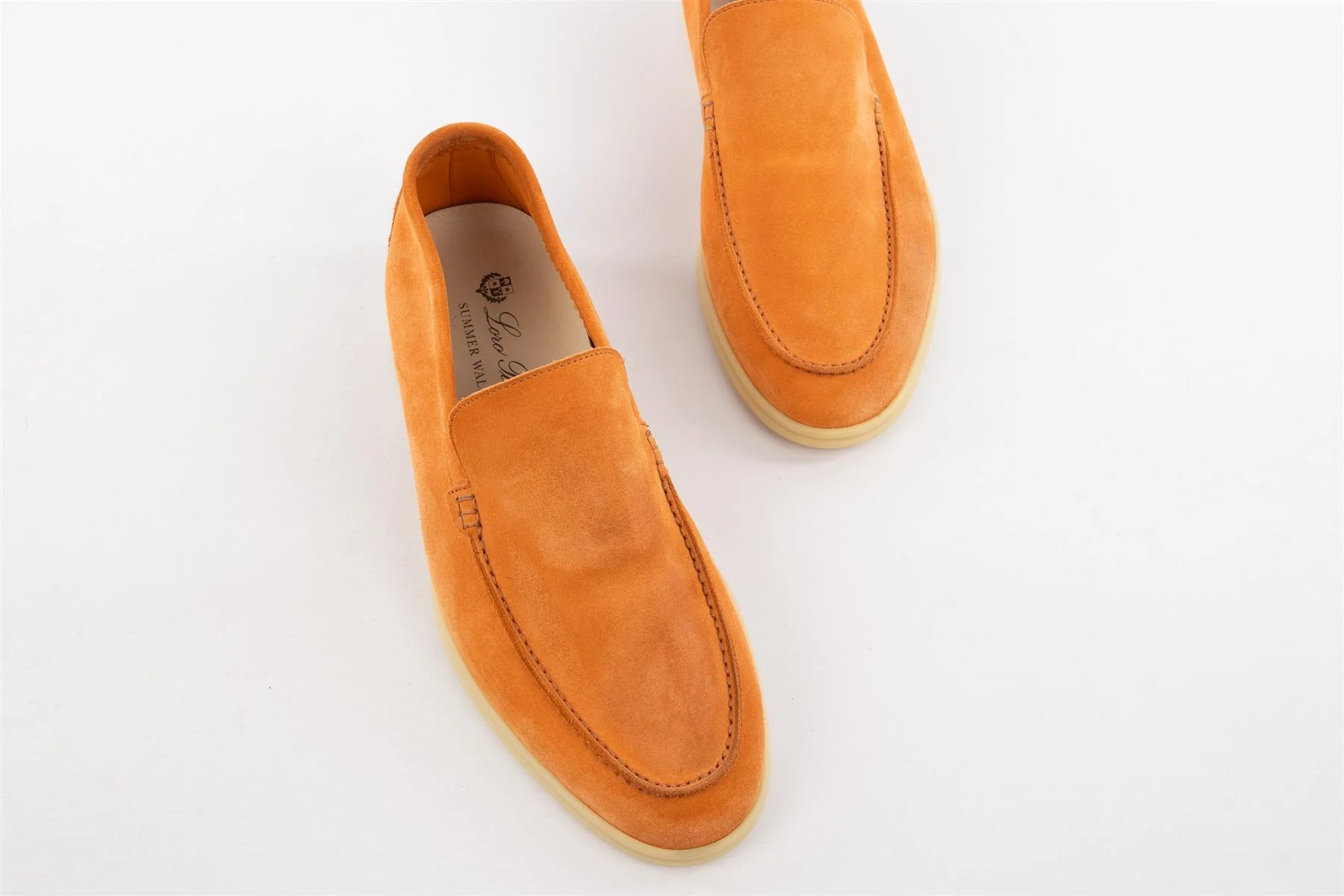 LORO PIANA ORANGE MEN'S SUMMER WALK SUEDE LOAFERS EU 41.5 UK 7.5 US 8.5 - Image 4