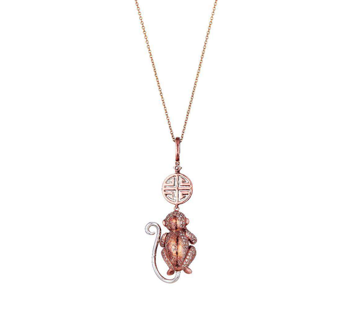 LORRAINE SCHWARTZ 18K YELLOW GOLD SPEAK NO EVIL MONKEY DIAMOND NECKLACE - Image 3