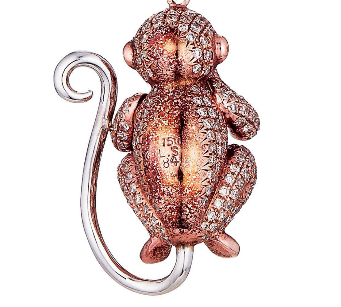 LORRAINE SCHWARTZ 18K YELLOW GOLD SPEAK NO EVIL MONKEY DIAMOND NECKLACE - Image 4