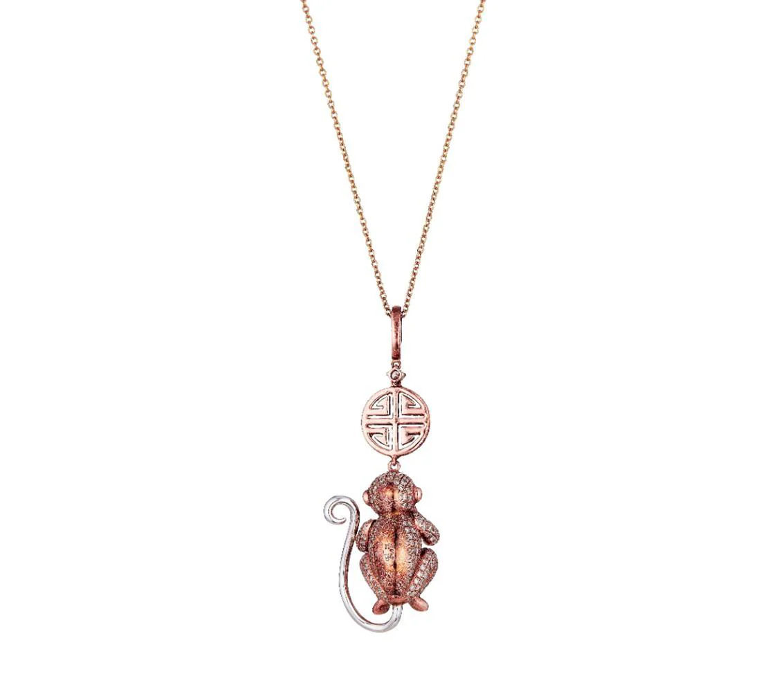 LORRAINE SCHWARTZ SPEAK NO EVIL MONKEY 18K YELLOW GOLD AND DIAMOND PENDANT - Image 3