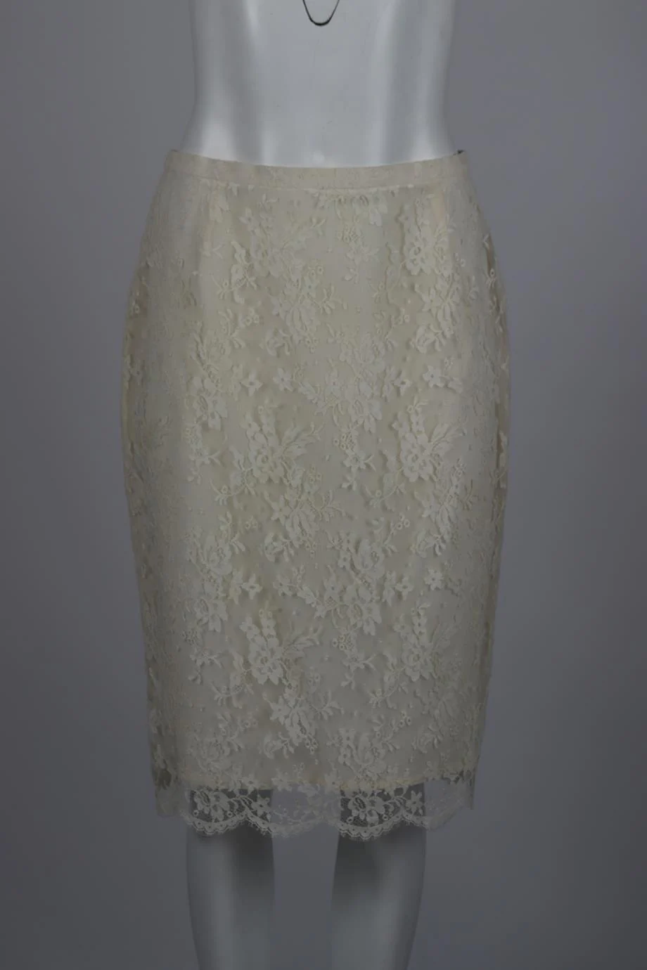 LOUIS FERAUD VINTAGE LACE AND COTTON BLEND SKIRT FR 40 UK 12 - Image 2