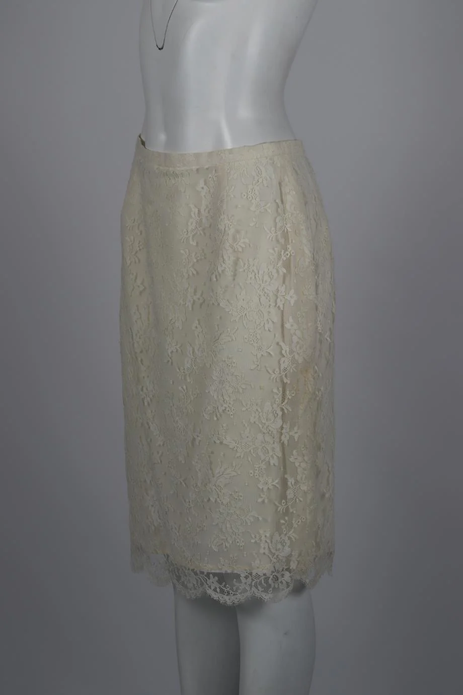 LOUIS FERAUD VINTAGE LACE AND COTTON BLEND SKIRT FR 40 UK 12 - Image 3