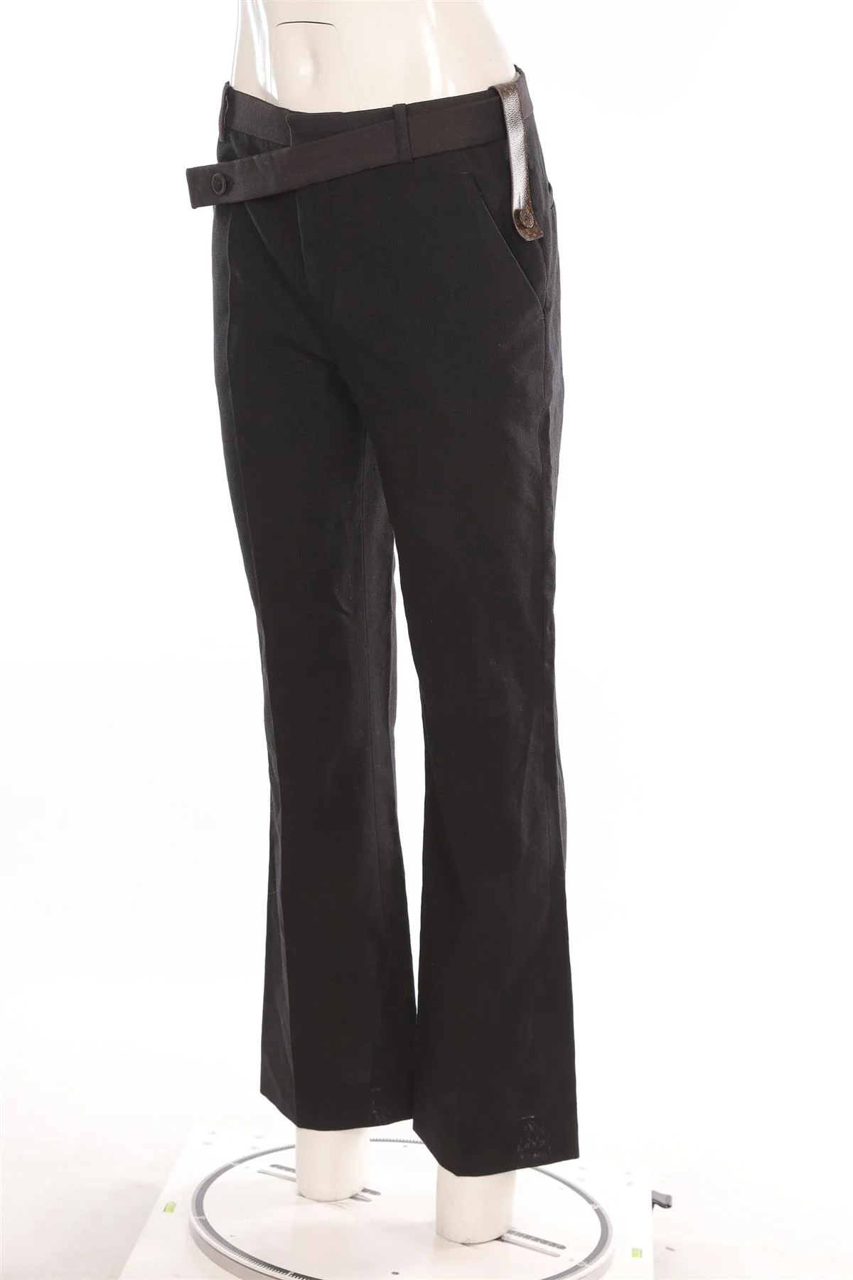 LOUIS VUITTON BLACK 2021 LINEN STRAIGHT LEG PANTS FR 38 UK 10 - Image 3