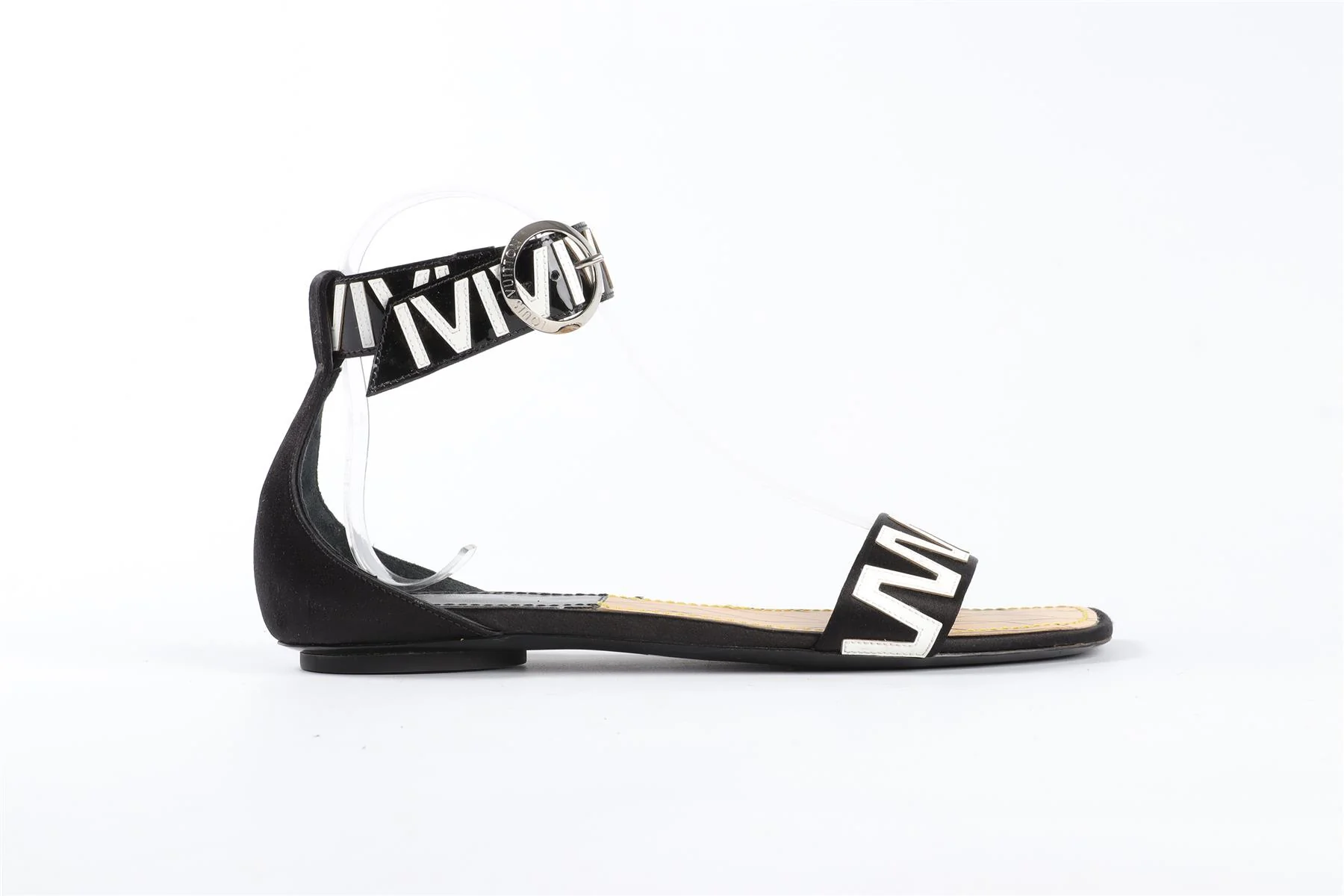 LOUIS VUITTON BLACK LEATHER SANDALS EU 38 UK 5 US 8 - Image 2