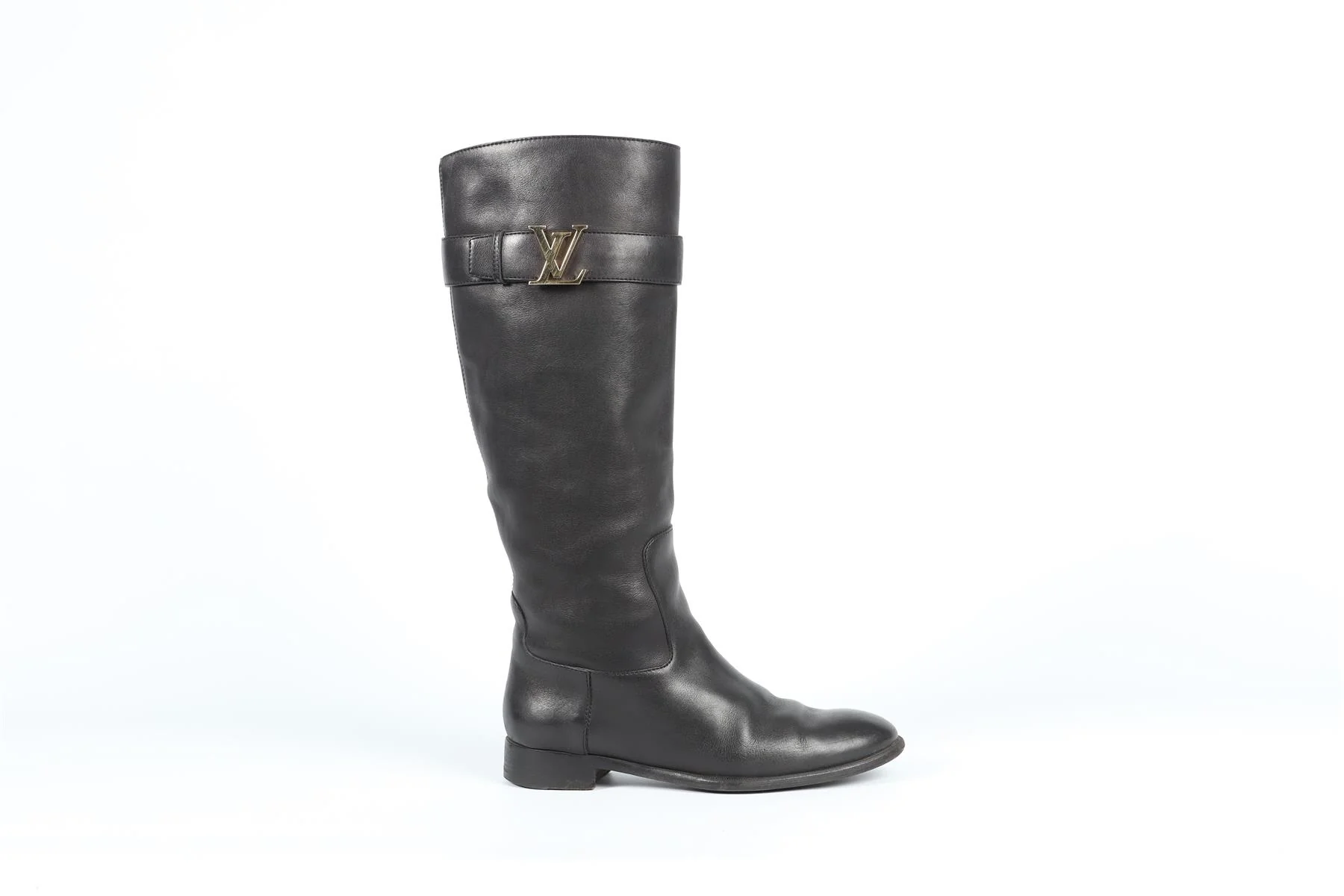 LOUIS VUITTON BLACK LEGACY LEATHER KNEE HIGH BOOTS EU 38 UK 5 US 8 - Image 2