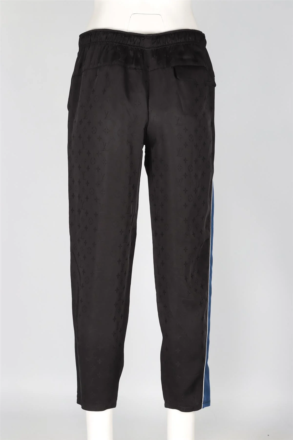LOUIS VUITTON BLACK MONOGRAM SILK TAPERED PANTS FR 38 UK 10 - Image 4