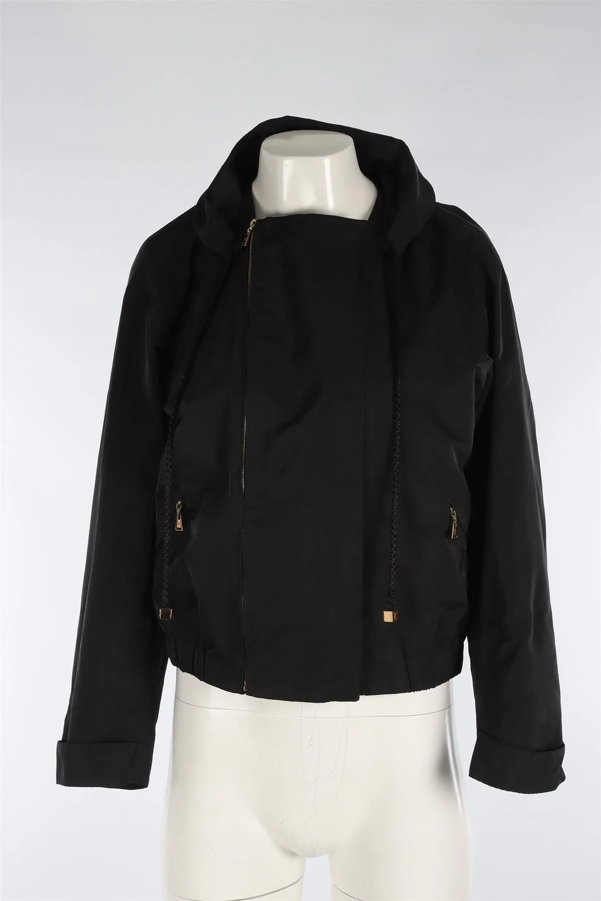 LOUIS VUITTON BLACK SILK BOMBER JACKET FR 36 UK 8 - Image 2