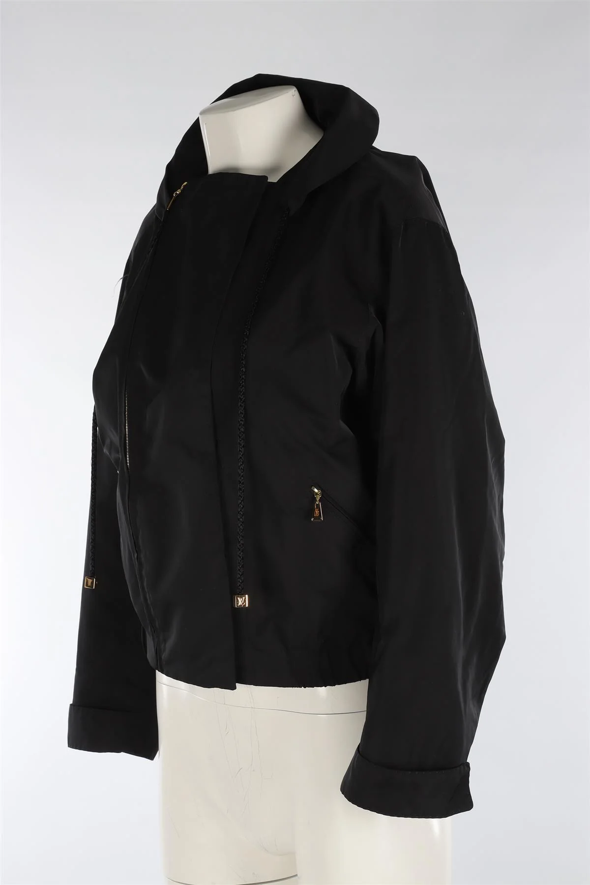 LOUIS VUITTON BLACK SILK BOMBER JACKET FR 36 UK 8 - Image 3