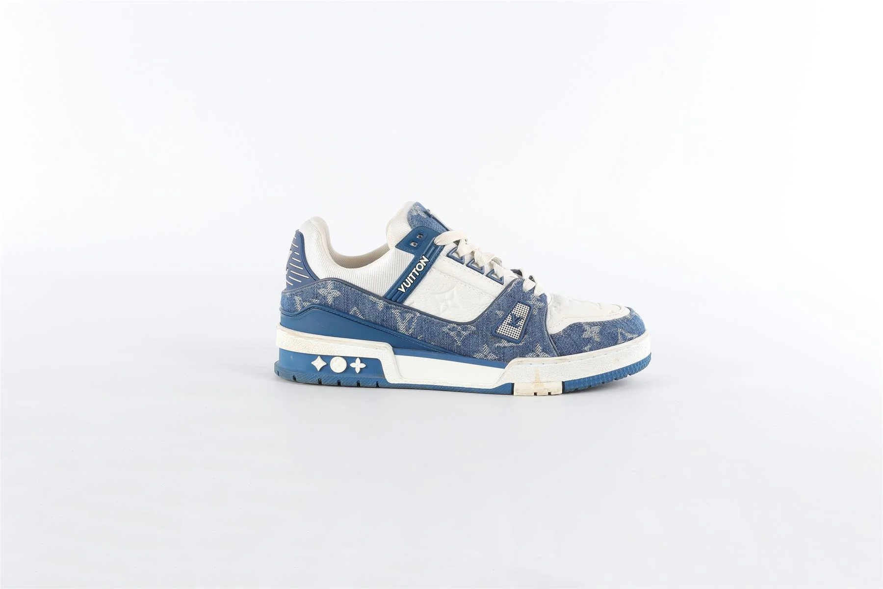 LOUIS VUITTON BLUE LV MONOGRAM DENIM SNEAKERS EU 38 UK 5 US 8 - Image 2