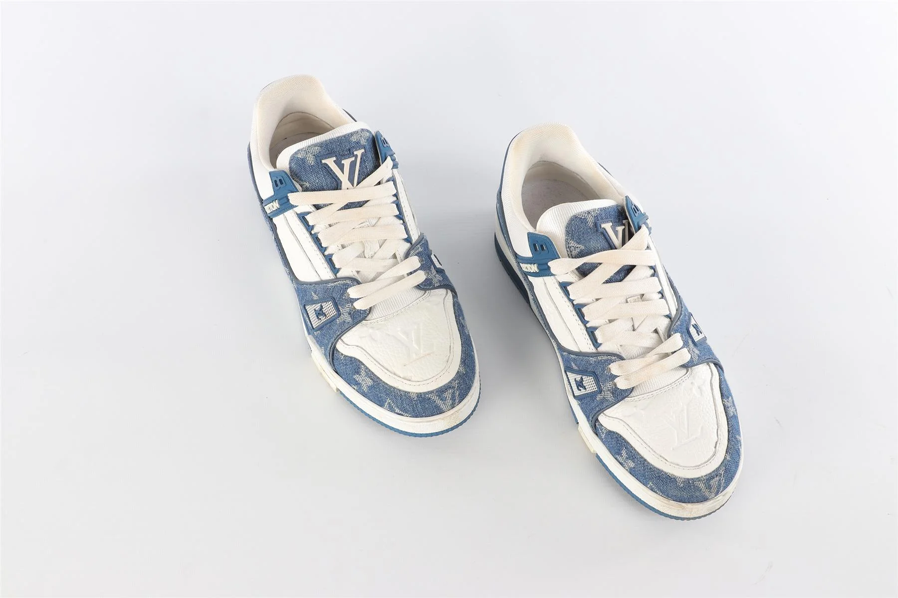 LOUIS VUITTON BLUE LV MONOGRAM DENIM SNEAKERS EU 38 UK 5 US 8 - Image 4