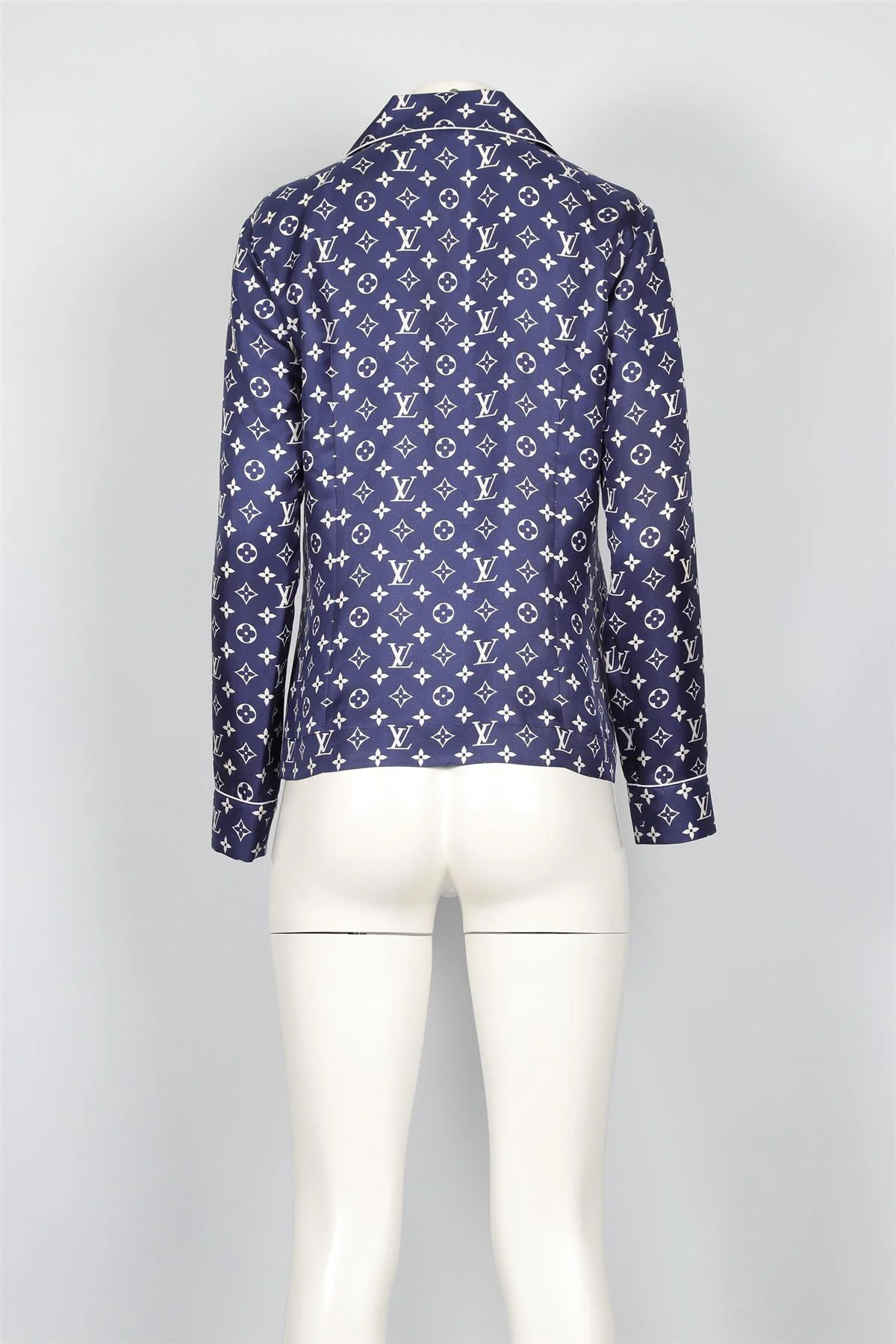 LOUIS VUITTON BLUE MONOGRAM SILK SHIRT FR 38 UK 10 - Image 4